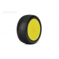 BLOCK IN:1/8Buggy/Dish/Yellow Rim/Super Soft/Glued MTD Tires (2) By Jetko