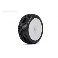 DIRT SLINGER:1/8 Buggy/Dish/White Rim/Medium Soft/Glued MTD Tires (2) by Jetko
