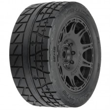 Menace HP 5.7 inches Street BELTED Tires Mounted on Raid Black 8x48 Removable 24mm Hex Wheels (2) for X-MAXX, KRATON 8S & Other Large Vehicles Front or Rear