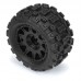 Badlands MX 1.85' All-Terrain Truck Tires (4) Mounted on Raid Black 12mm Hex Wheels for Granite GROM 4x4 Front or Rear by Proline