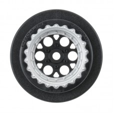 Showtime+ Black/Silver Wheels (2) for Losi Mini No-Prep Drag Car Rear