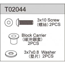 Block Carrier (King Pin Bush & Screw 2pcs) All 2wd Except TC02 EVO Block Carrier (King Pin Bush & Screw 2pcs) All 2wd Except TC02 EVO