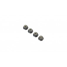 Black Alum Flanged Locknut, M4 x 0.7mm x 7mm (4)
