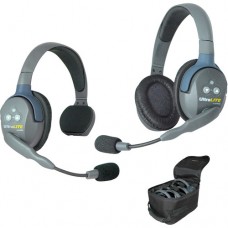 UltraLITE 2 person  system w/ 1 Single 1 Double Headset, batteries, charger & case, by Eartec