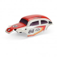 Class 1 VW Bug Red Race Body Conversion Kit and Flat Iron Tires Mounted 12mm Chrome Diablo (4) for Arrma Typhon Grom by Proline